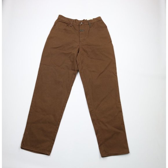 NOS Vintage 90s Streetwear Mens 31x32 Baggy Loose Fit Wide Leg Denim Jeans Brown